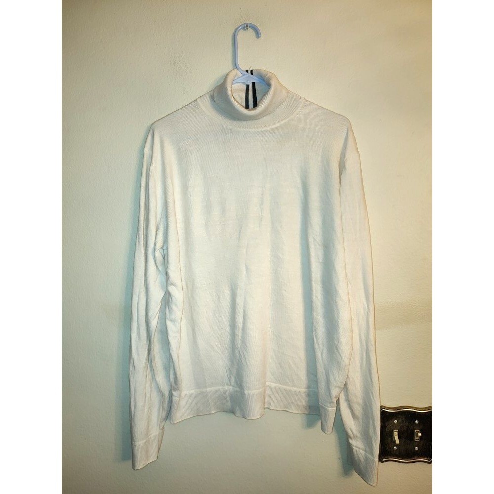 Men's Murano High Neck Ivory Cream 100% Acrylic Long Sleeve Sweater Size L